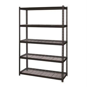 pemberly row riveted wire deck metal shelving 5-shelf 18dx48wx72h in black
