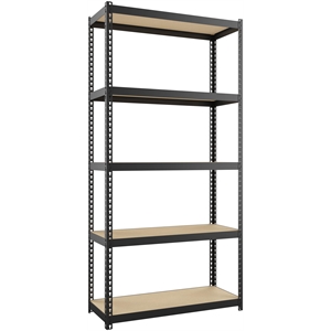pemberly row riveted metal shelving 5-shelf unit 12d x 30w x 60h in black
