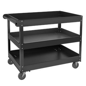 pemberly row 3 shelf rta metal utility cart 36 x 24 in black