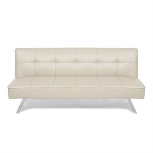 pemberly row faux leather upholstery convertible sofa in beige