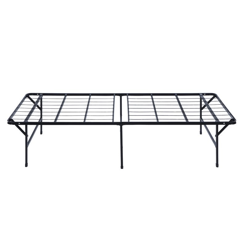Pemberly Row Modern Metal Queen Mattress Support in Black Finish