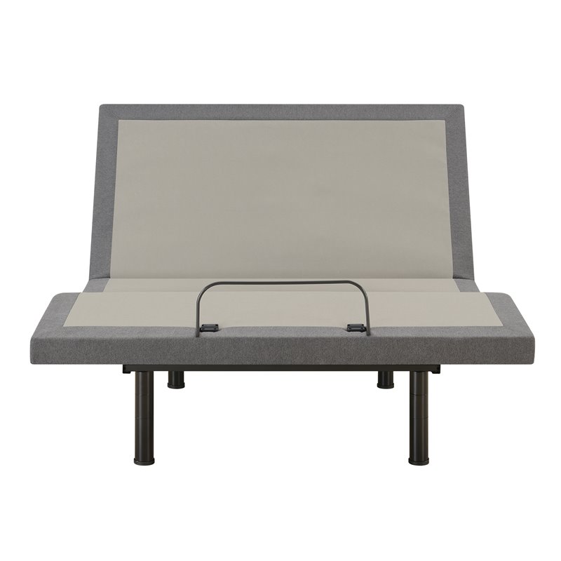 Pemberly Row Modern Metal Full Adjustable Bed Base in Gray & Black