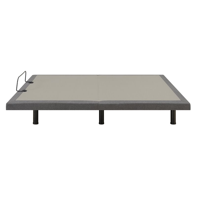 Pemberly Row Modern Metal Full Adjustable Bed Base in Gray & Black