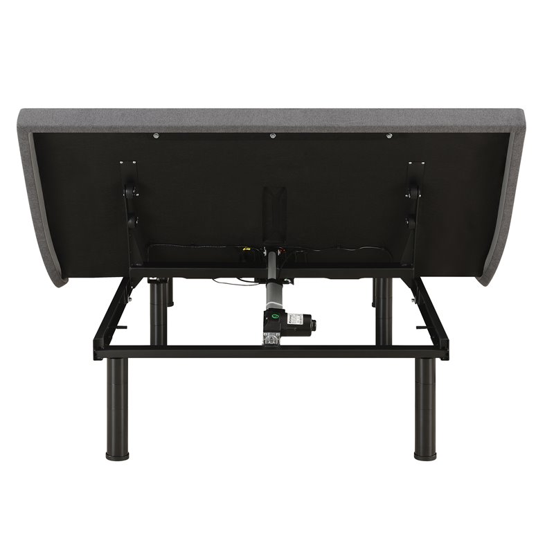 Pemberly Row Modern Metal Full Adjustable Bed Base in Gray & Black