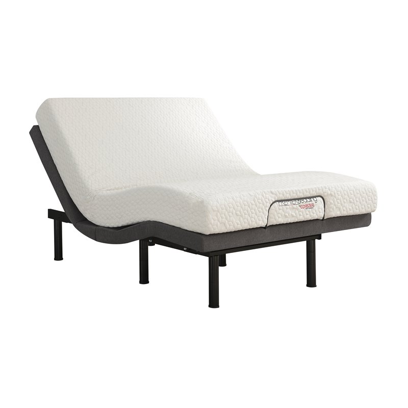 Pemberly Row Modern Metal Full Adjustable Bed Base in Gray & Black