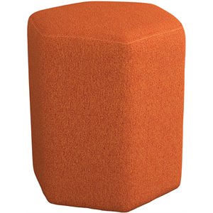 pemberly row contemporary hexagonal upholstered stool in orange