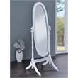 Pemberly Row Traditional Glass Oval Cheval Mirror in White Finish