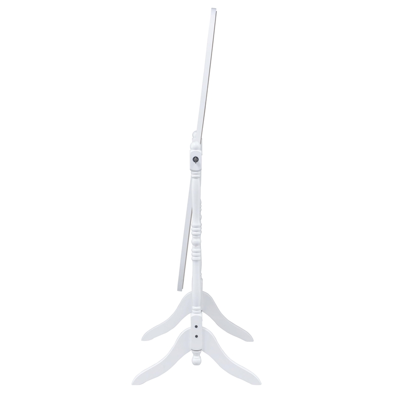 Pemberly Row Traditional Glass Oval Cheval Mirror in White Finish