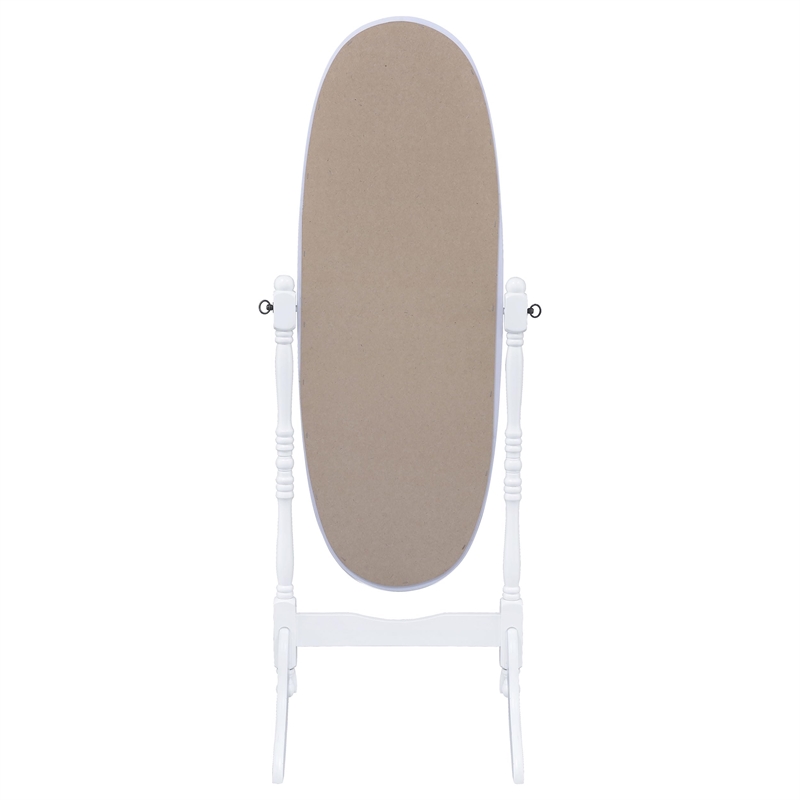 Pemberly Row Traditional Glass Oval Cheval Mirror in White Finish