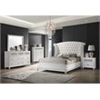 Pemberly Row Traditional King Wingback Tufted Bed in White Finish