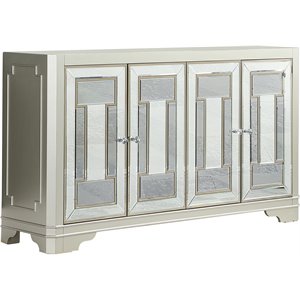 pemberly row 4 door accent cabinet in smoke and champagne finish