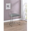 Pemberly Row Acrylic Back Counter Height Stool in Grey and Chrome