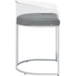 Pemberly Row Acrylic Back Counter Height Stool in Grey and Chrome