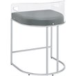 Pemberly Row Acrylic Back Counter Height Stool in Grey and Chrome