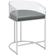Pemberly Row Acrylic Back Counter Height Stool in Grey and Chrome