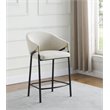 Pemberly Row Fabric Bar Stool Chair in Beige With Semi-circle Seat & Footrest