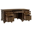 Pemberly Row Executive Desk with File Cabinets in Burnished Oak