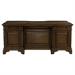 Pemberly Row Executive Desk with File Cabinets in Burnished Oak