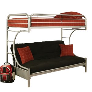 pemberly row twin xl over queen and futon bunk bed in silver