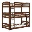 Pemberly Row Transitional Wood Twin over Twin Triple Bunk Bed in Mocha Brown