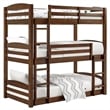 Pemberly Row Transitional Wood Twin over Twin Triple Bunk Bed in Mocha Brown