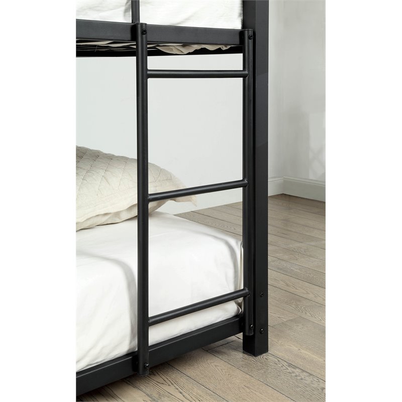 Pemberly Row Modern Metal Full Triple Bunk Bed in Sand Black