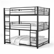 Pemberly Row Modern Metal Full Triple Bunk Bed in Sand Black