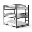 Pemberly Row Modern Metal Full Triple Bunk Bed in Sand Black