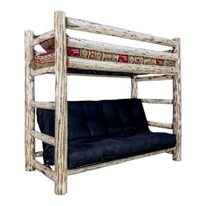 pemberly row solid wood twin bunk bed over full futon frame in natural