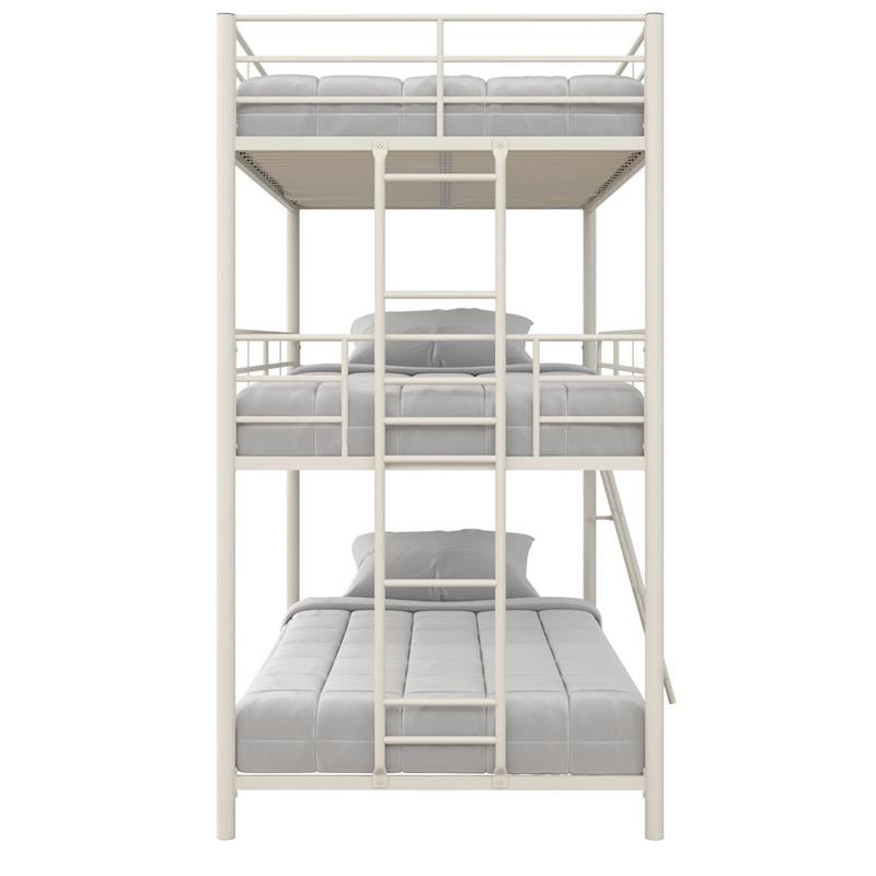 Pemberly Row Metal Triple Bunk Bed Bed for Kids Twin/Twin/Twin in White