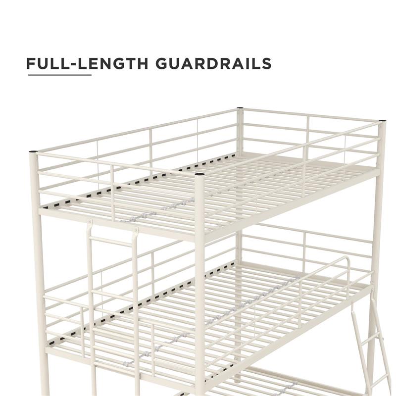 Pemberly Row Metal Triple Bunk Bed Bed for Kids Twin/Twin/Twin in White