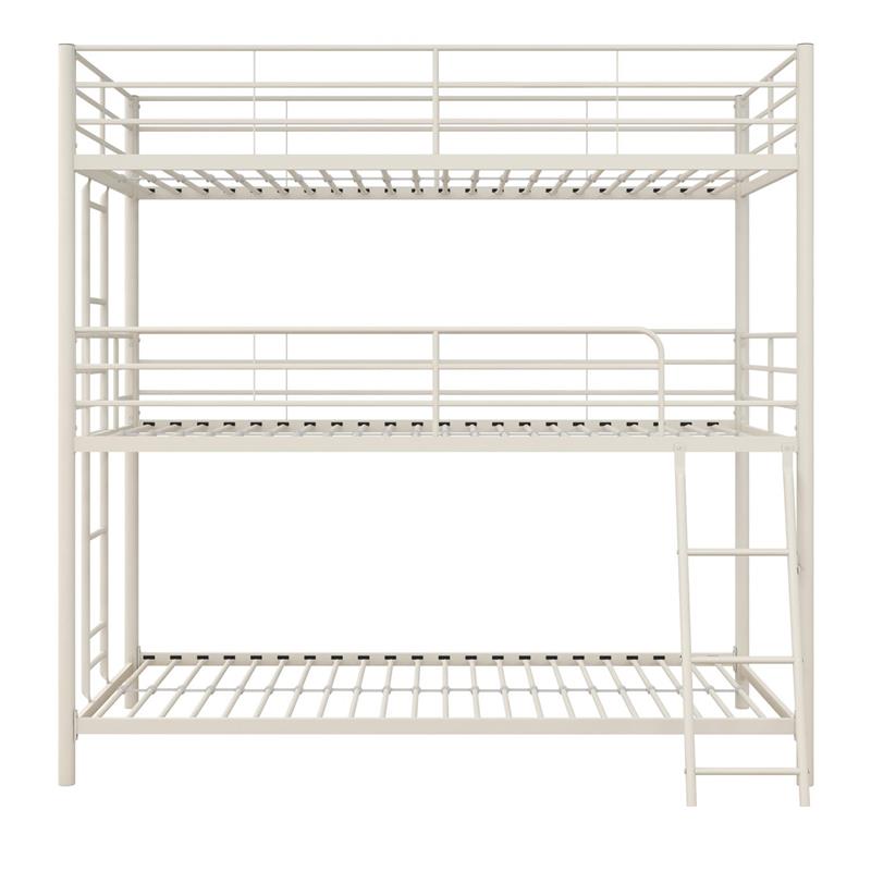 Pemberly Row Metal Triple Bunk Bed Bed for Kids Twin/Twin/Twin in White