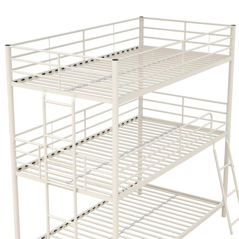Pemberly Row Metal Triple Bunk Bed Bed for Kids Twin/Twin/Twin in White