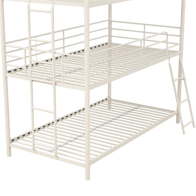 Pemberly Row Metal Triple Bunk Bed Bed for Kids Twin/Twin/Twin in White