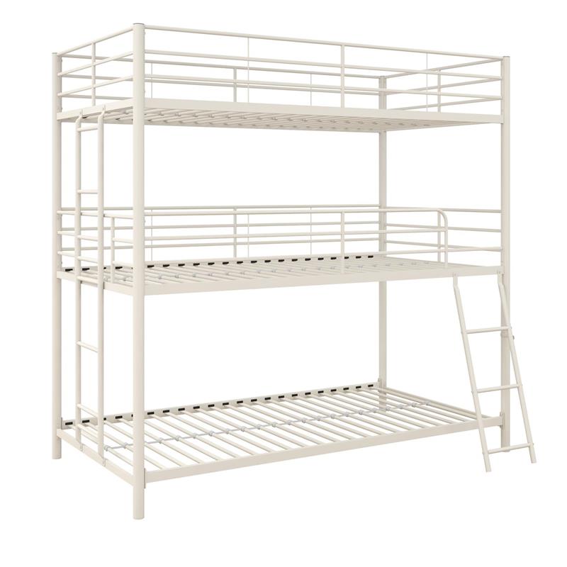 Pemberly Row Metal Triple Bunk Bed Bed for Kids Twin/Twin/Twin in White