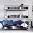 Pemberly Row Metal Triple Bunk Bed Bed for Kids Twin/Twin/Full in Silver