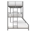 Pemberly Row Metal Triple Bunk Bed Bed for Kids Twin/Twin/Full in Silver