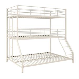 pemberly row metal triple bunk bed for kids twin/twin/full in white