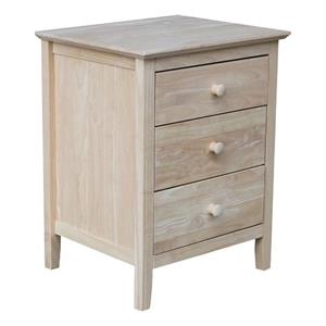 pemberly row traditional wood nightstand with 3 drawers in unfinished cream