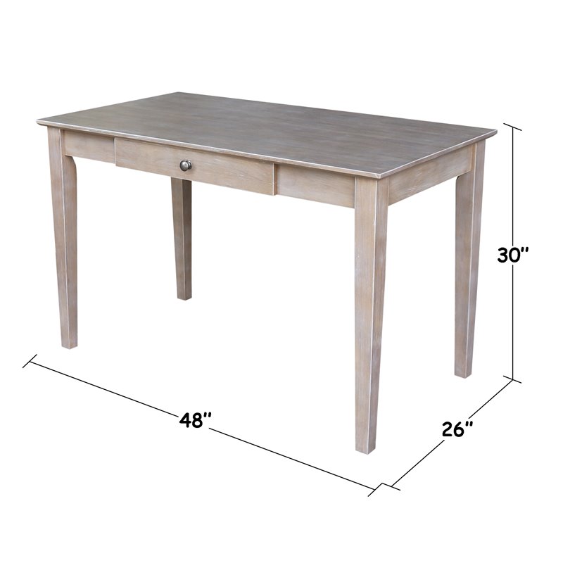 Pemberly Row Traditional Wood Writing Desk With Drawer in Unfinished Cream