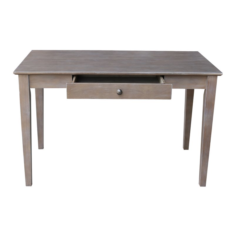 Pemberly Row Traditional Wood Writing Desk With Drawer in Unfinished Cream