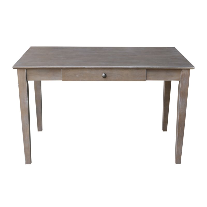 Pemberly Row Traditional Wood Writing Desk With Drawer in Unfinished Cream