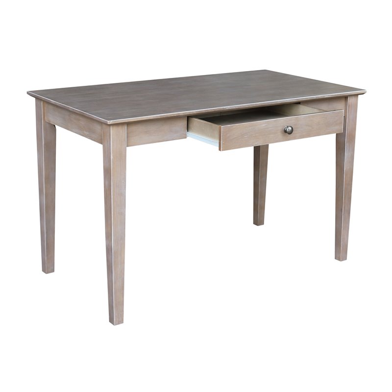 Pemberly Row Traditional Wood Writing Desk With Drawer in Unfinished Cream
