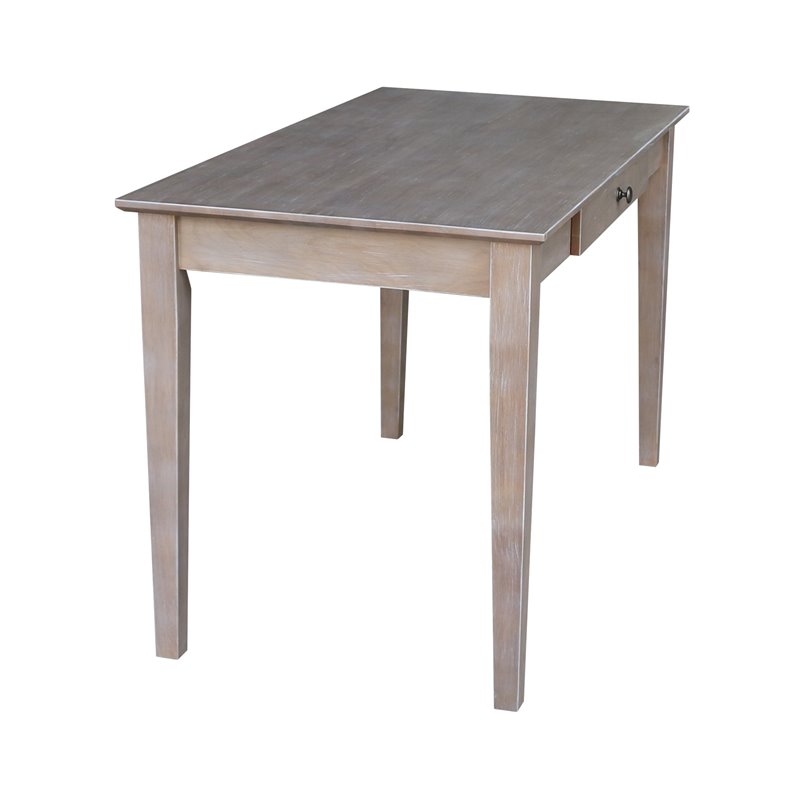 Pemberly Row Traditional Wood Writing Desk With Drawer in Unfinished Cream