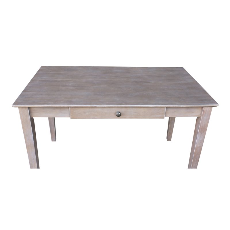 Pemberly Row Traditional Wood Writing Desk With Drawer in Unfinished Cream