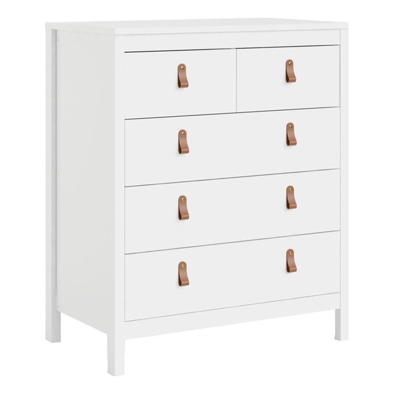 Pemberly Row Modern 5-Drawer Engineered Wood 2 Types Handles Chest in White