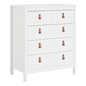 Pemberly Row Modern 5-Drawer Engineered Wood 2 Types Handles Chest in White
