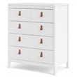 Pemberly Row Modern 5-Drawer Engineered Wood 2 Types Handles Chest in White