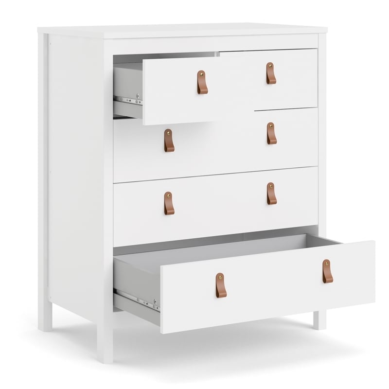 Pemberly Row Modern 5-Drawer Engineered Wood 2 Types Handles Chest in White
