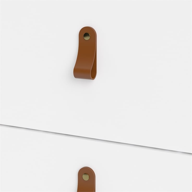 Pemberly Row Modern 5-Drawer Engineered Wood 2 Types Handles Chest in White